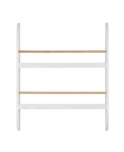 Danya B Steiner Rounded Contemporary 2-Tier Kids Book or Magazine Storage Wall-Mount Bookcase with Contrasting Wood-Toned Rods
