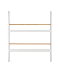 Danya B Steiner Rounded Contemporary 2-Tier Kids Book or Magazine Storage Wall-Mount Bookcase with Contrasting Wood-Toned Rods