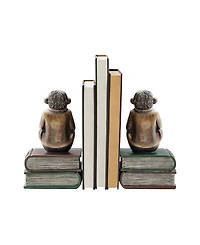 Danya B Monkeys on Books Polyresin Antique-Like Patina Finish Bookend, Set of 2