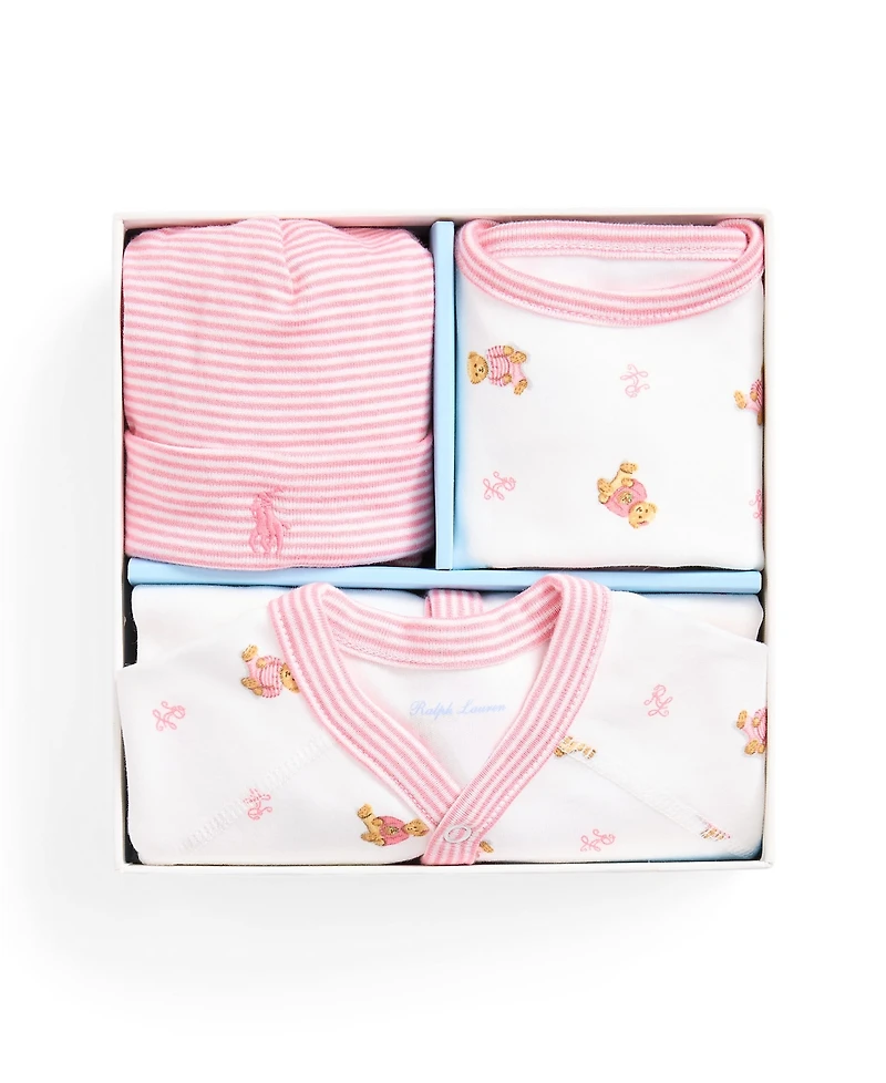 Polo Ralph Lauren Baby Girls Bear Cotton 3-Piece Gift Set