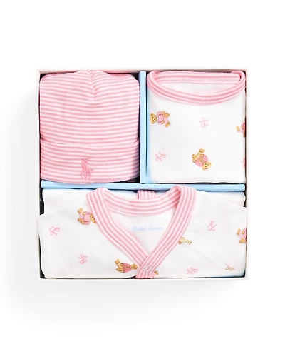 Polo Ralph Lauren Baby Girls Bear Cotton 3-Piece Gift Set