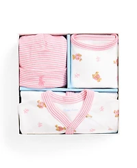 Polo Ralph Lauren Baby Girls Bear Cotton 3-Piece Gift Set