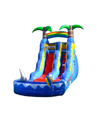 HeroKiddo 15 Ocean Shark Commercial Grade Water Slide with Splash Pool for Kids and Adults (with Blower), Wet Dry Combo, Big Inflatable, Outdoor Indoo