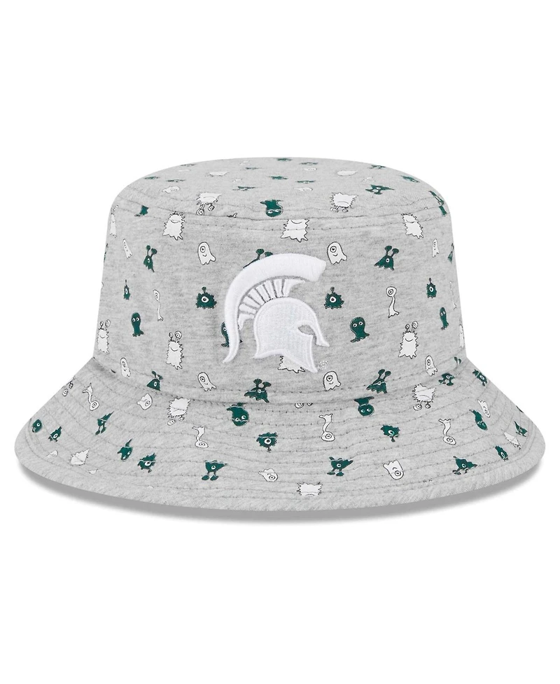 Toddler Boys and Girls New Era Heather Gray Michigan State Spartans Critter Bucket Hat