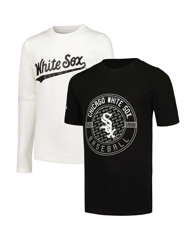 Big Boys Stitches Black, White Chicago Sox T-shirt Combo Set
