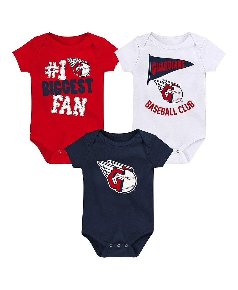 Baby Boys and Girls Fanatics Cleveland Guardians Fan Pennant 3-Pack Bodysuit Set