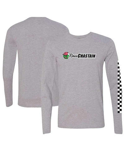 Men's Checkered Flag Sports Gray Ross Chastain Melon Man Long Sleeve T-shirt