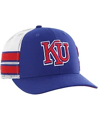 Men's '47 Brand Royal Distressed Kansas Jayhawks Straight Eight Adjustable Trucker Hat