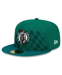 Men's New Era Kelly Green Boston Celtics 2024 Nba All-Star Game Rally Drive Checkerboard 59FIFTY Crown Fitted Hat