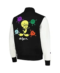 Men's Freeze Max Black, White Looney Tunes Positive Energy Tweety Bird Full-Zip Varsity Jacket