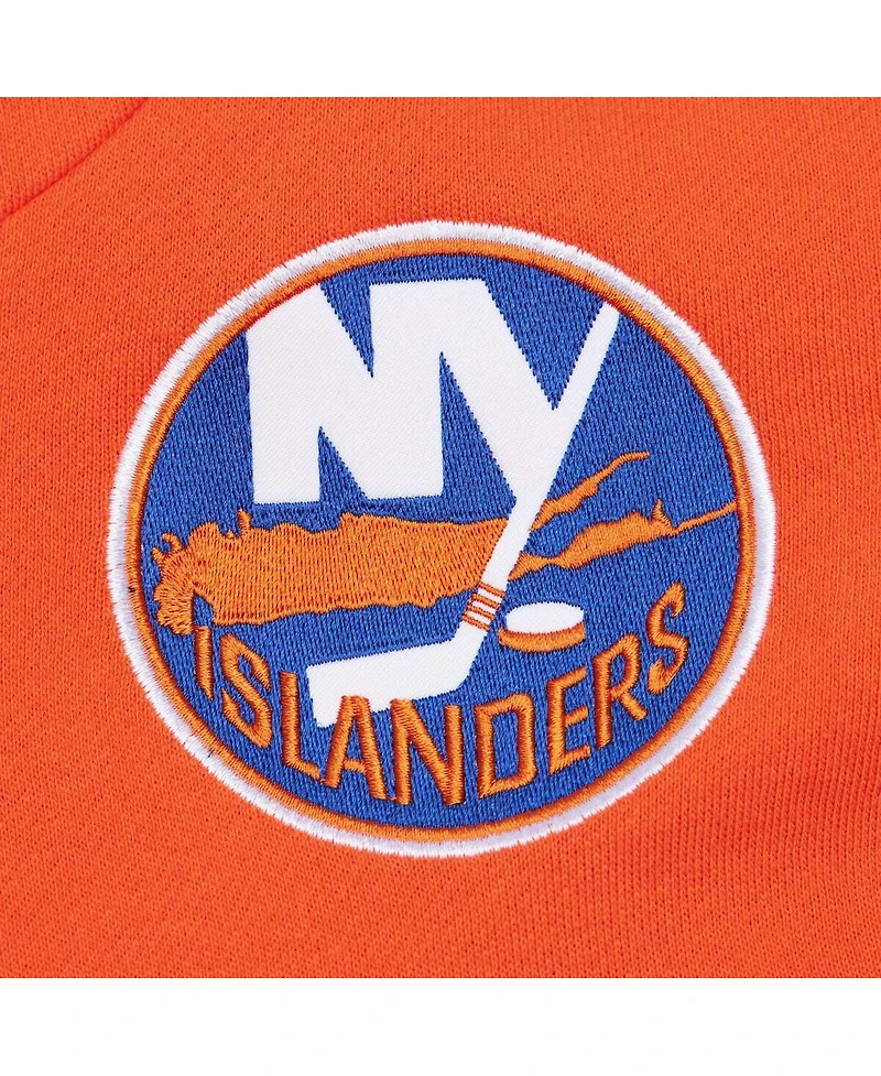 Men's Mitchell & Ness White, Orange New York Islanders Head Coach Pullover Hoodie