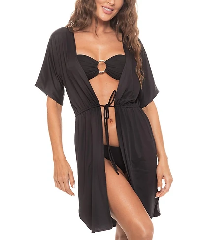 Guria Beachwear Women's Tie Front Short Kimono Cover-up