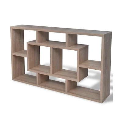 Floating Wall Display Shelf 8 Compartments Oak Color