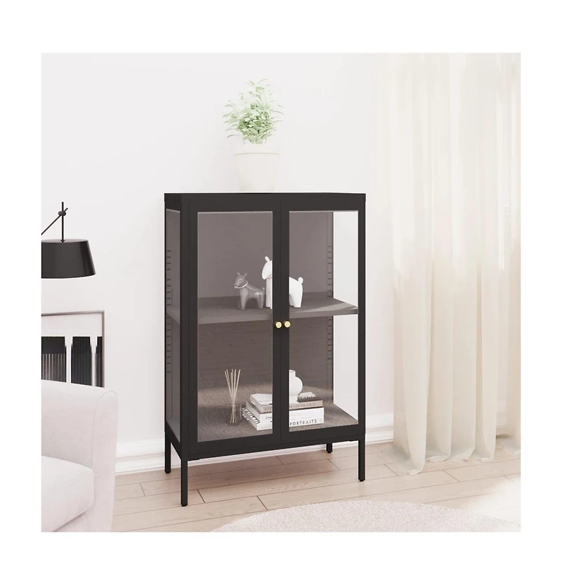 Sideboard Black 29.5"x13.8"x41.3" Steel and Glass