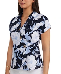 Ellen Tracy Women's Cross Over Top with Side Tie