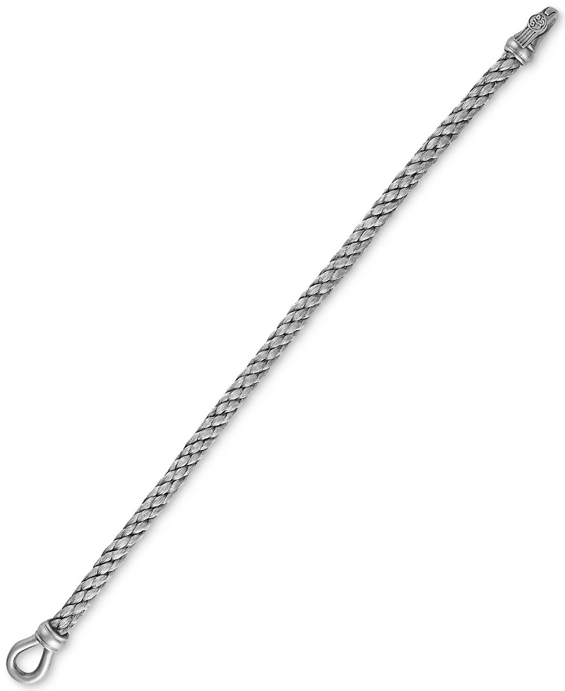 Esquire Men's Jewelry Woven Black Nylon Bracelet in Black Ip Stainless Steel, Created for Macy's