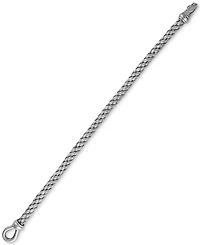 Esquire Men's Jewelry Woven Black Nylon Bracelet in Black Ip Stainless Steel, Created for Macy's