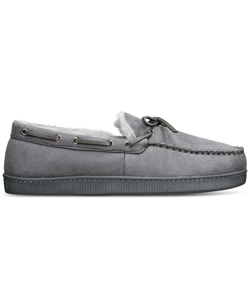 Club Room Men's Faux-Suede Moccasin Slippers with Faux-Fur Lining, Created for Macy's