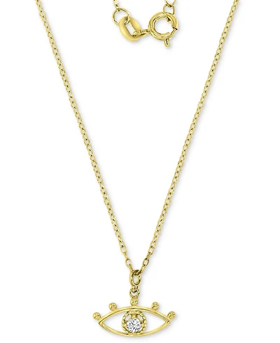 Cubic Zirconia Openwork Evil Eye Pendant Necklace in 14k Gold-Plated Sterling Silver, 16" + 2" extender
