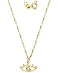 Cubic Zirconia Openwork Evil Eye Pendant Necklace in 14k Gold-Plated Sterling Silver, 16" + 2" extender