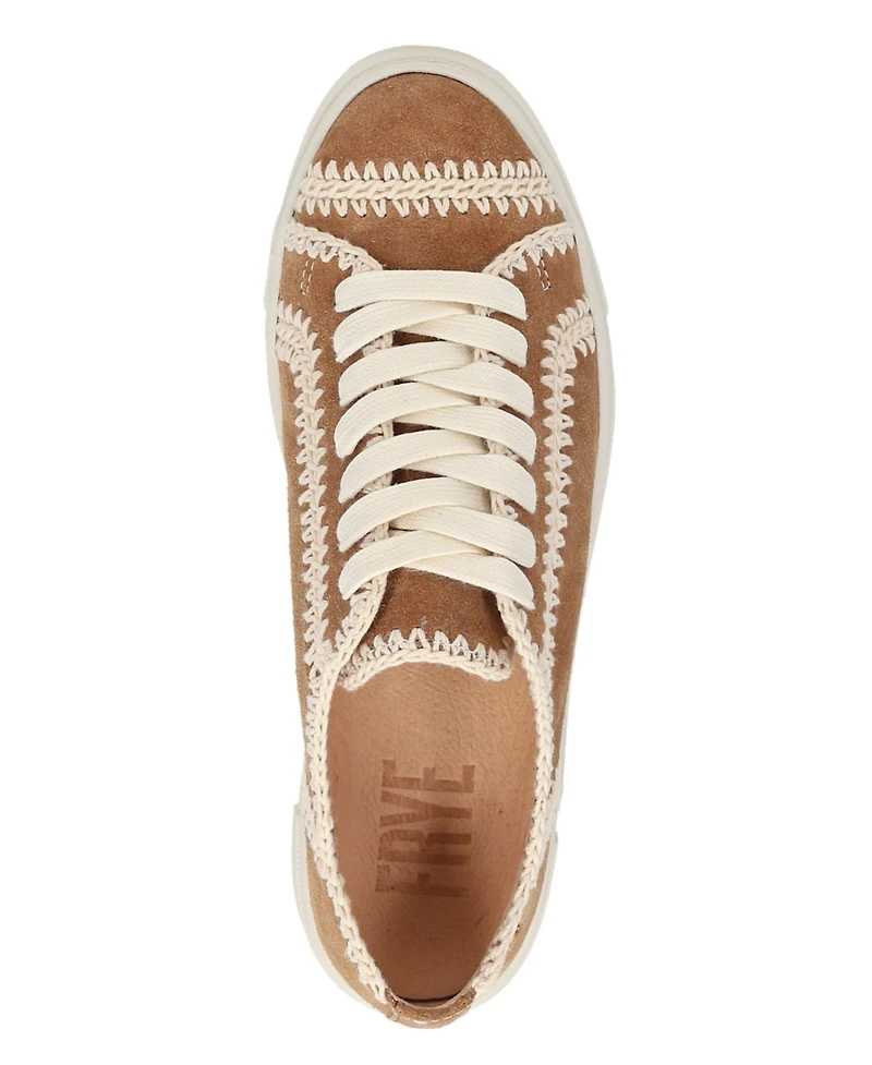 Frye Women's Ivy Crochet Low Lace Up Leather Sneakers