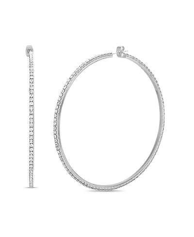 kensie Silver-Tone Cubic Zirconia Hoop Earring