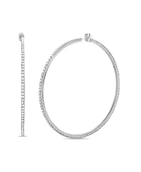 kensie Silver-Tone Cubic Zirconia Hoop Earring