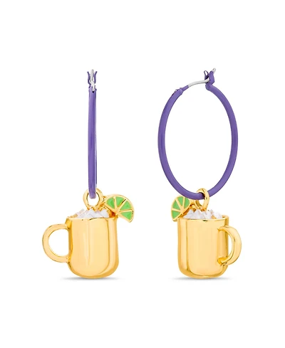 kensie Purple Hoop Earring with Mug Dangle Charm