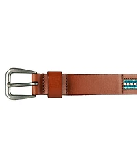 Lucky Brand Turquoise Beaded Stripe Leather Belt