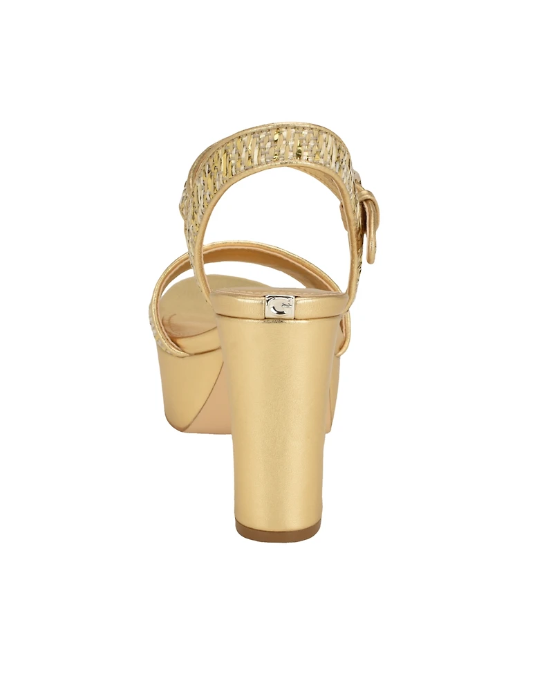 Guess Women's Haldemiy Two Band Ankle Strap Platform Dress Sandals