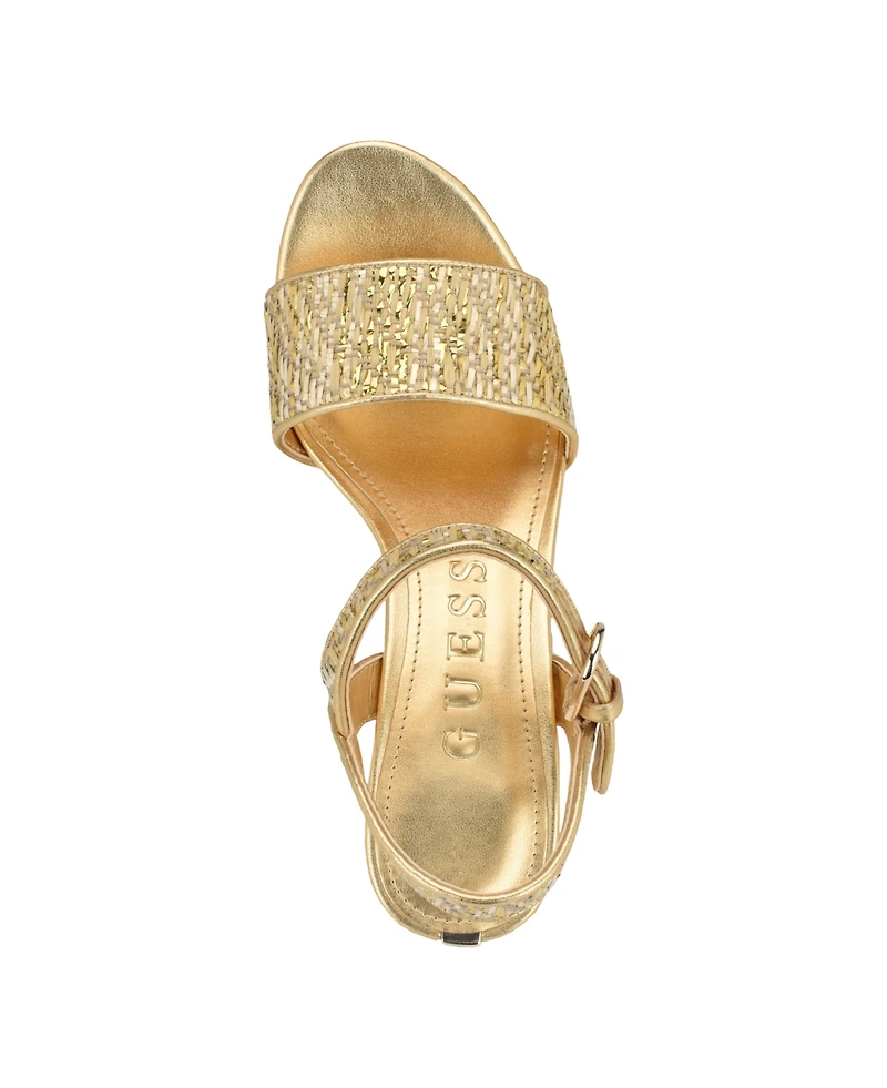 Guess Women's Haldemiy Two Band Ankle Strap Platform Dress Sandals