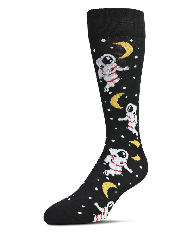 MeMoi Men's Stellar Moonwalk Astronaut Novelty Crew Socks