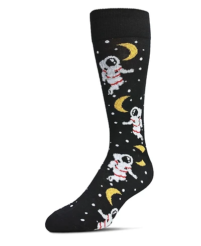 MeMoi Men's Stellar Moonwalk Astronaut Novelty Crew Socks