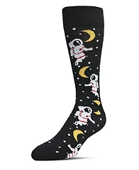 MeMoi Men's Stellar Moonwalk Astronaut Novelty Crew Socks