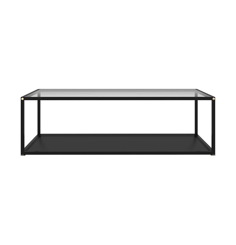 Coffee Table Transparent and Black 47.2"x23.6"x13.8" Tempered Glass