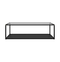 Coffee Table Transparent and Black 47.2"x23.6"x13.8" Tempered Glass