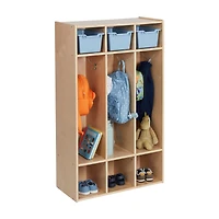 ECR4Kids Streamline 3-Section Coat Locker, Natural, 1
