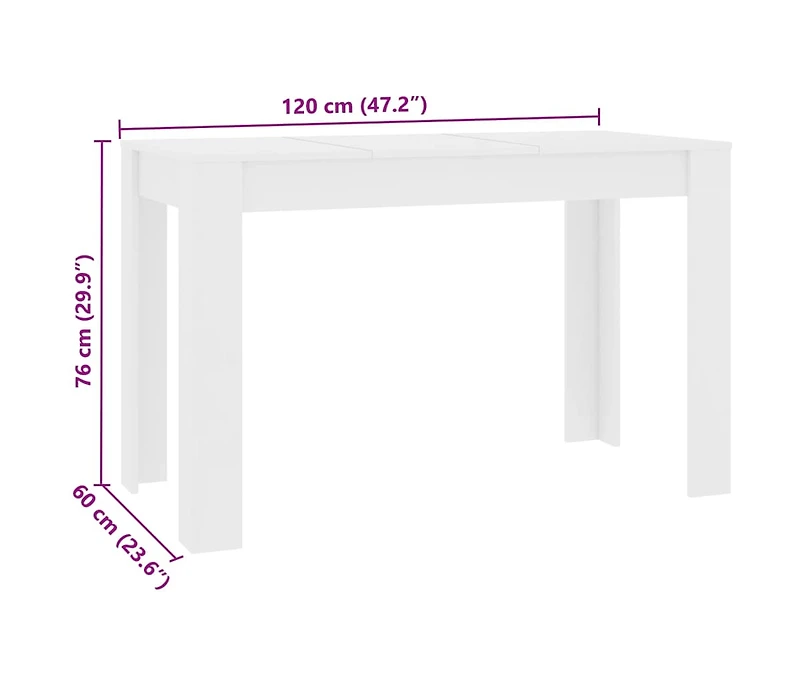 Dining Table White 47.2"x23.6"x29.9" Engineered Wood
