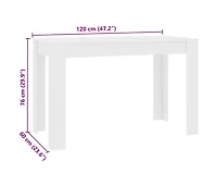 Dining Table White 47.2"x23.6"x29.9" Engineered Wood