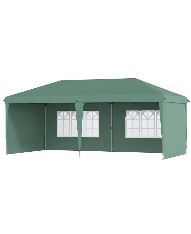 Outsunny 10' x 20' Pop Up Canopy with 4 Removable Sidewalls, Green
