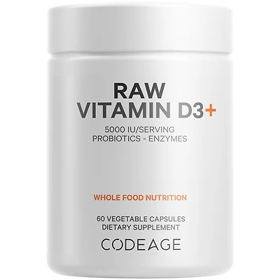 Codeage Raw Vitamin D3+ High Potency 5000 Iu Supplement From Saccharomyces Cerevisiae