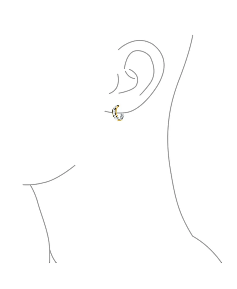 Bling Jewelry Two Tone Twist Cable Rope K-pop Huggie Hoop Earrings Hinge