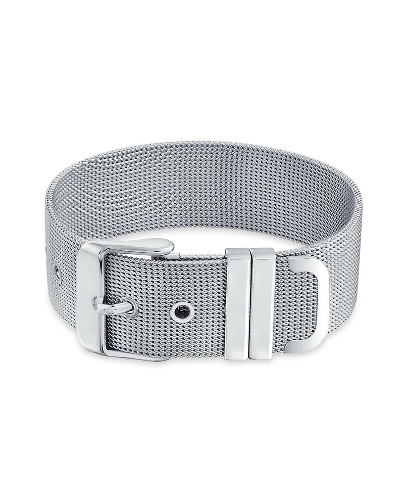 Bling Jewelry Wide Band Mesh Belt Buckle Bracelet Stainless Steel Adjustable