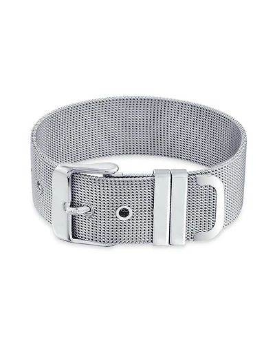 Bling Jewelry Wide Band Mesh Belt Buckle Bracelet Stainless Steel Adjustable