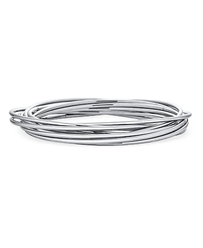 Bling Jewelry Set Of 10 Interlocking Twist Multi Stacking Bangle Bracelets Round Smooth Thin Stainless Steel