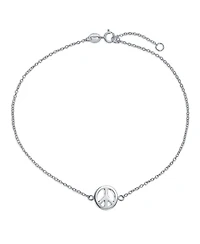Bling Jewelry Peace Sign Symbol Anklet Charm Anklet Link Ankle Bracelet Sterling Silver Adjustable 9 To 10 Inch With Extender