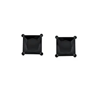 Bling Jewelry Black Square Solitaire Cz Stud Earrings Secure Screw back Black Plated .925 Sterling Silver