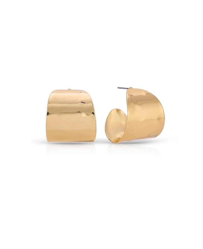 Ettika Hammered 18K Gold-Plated Cupped Hoop Earrings