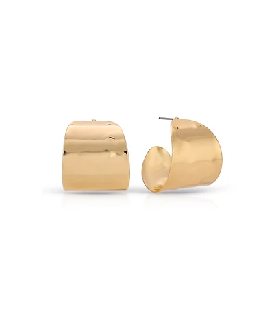 Ettika Hammered 18K Gold-Plated Cupped Hoop Earrings