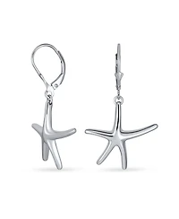 Bling Jewelry Hawaiian Seaside Escape Tropical Vacation Nautical Dangle Starfish Earrings Simple Large Lever Back Sterling Silver Jewelry